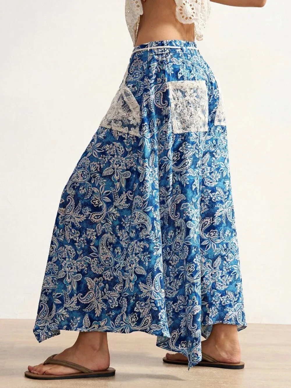 Blue Boho Women's Loose Printed Wide Leg Pants - Picture 6 of 8
